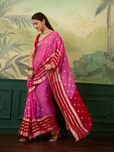 KcPc Pure Georgette Jaipuri Tie Dye Zari Weaving Saree
