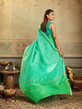 KcPc New Premium Leheriya Saree in Dola Silk with Hand Gota PattiSVD