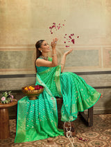 KcPc New Premium Leheriya Saree in Dola Silk with Hand Gota PattiSVD