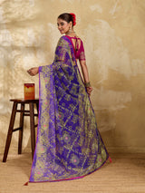 Buy Chiffon Saree Bandhani Style With Aari Work KcPc