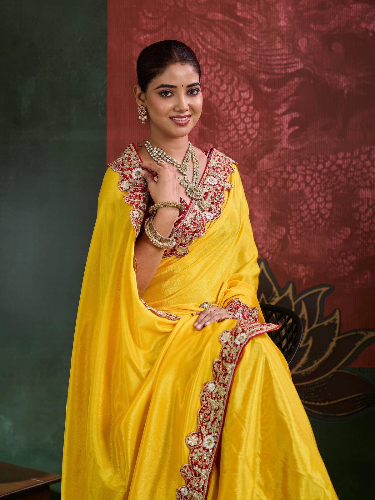 KcPc Latest New Chinon Silk Bollywood Style With Sequence Gotapatti Work Saree PDM