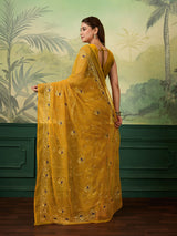 Buy Designer Saree With Handcrafted Aari Tari Work 