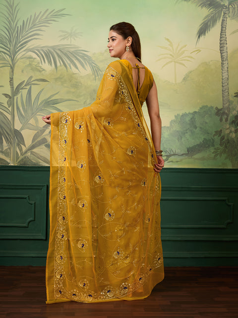 Buy Designer Saree With Handcrafted Aari Tari Work 