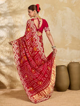 Buy Gaji Silk Saree With Bandhani Style Gota Patti Work KcPc 