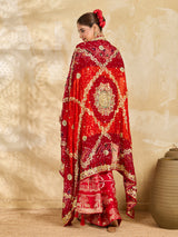 KcPc Latest Pure Georgette Rajasthani Chunri Dupattas Red Orange(pila)