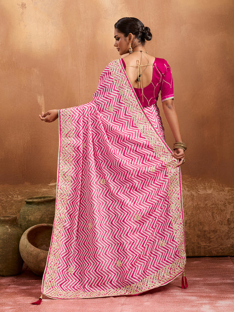 Lightweight Chinon Silk for party wear in pink color