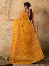 Kota Doria Saree in yellow colour under 1000