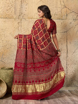 By Ajrakh saree With Traditional Wear