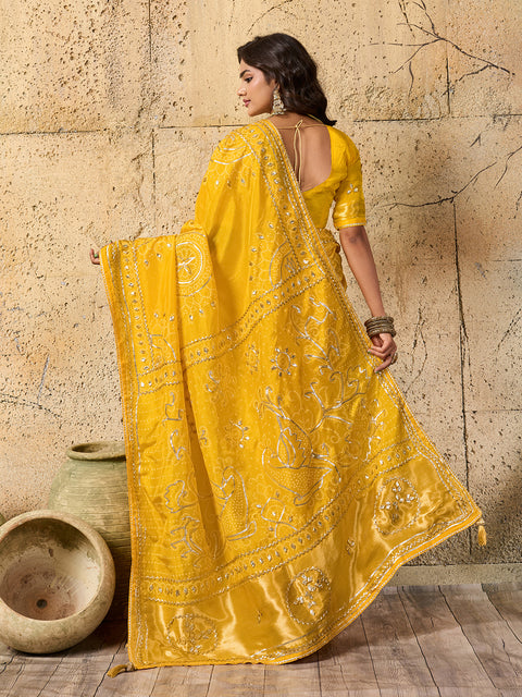 KcPc Royal Bandhani with Kachha Gota Patti Glow Modal Silk Saree  AMT