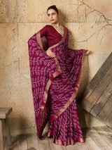 KcPc New Premium Quality Moss Chiffon Bandhani Style Saree for Casual & Everyday Wear KDN