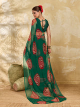  Agreen saree with bandhani print under 500