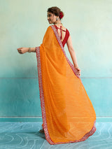 Buy New Spiceal Chiffon Leheriya Style With Embroidery Border Work Saree