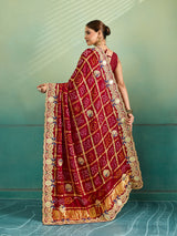 KcPc Royal Gaji Silk Bandhani Pila Chunri with Fine Zardosi Work With Silver CoinsMNL