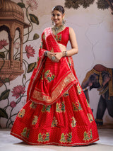 KcPc Beautiful Kalamkari Style Gaji Silk Lehenga with Gotapatti GOURI