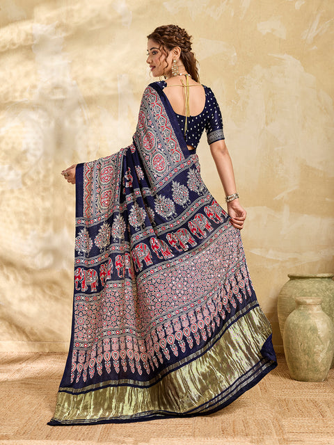 Buy Modal Silk Ajrakh Style With Mirror Work KcPc 