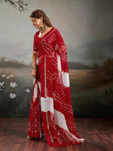 Georgette Multi ColourBandhni saree under 1000