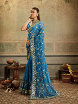 KcPc New Launch Georgette Chiffon Bandhani Style With Gotapatti Work Saree MHS