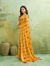 KcPc New Casual Wear BandhaniSaree With Zari Lines CHAND