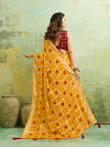 KcPc New Casual Wear BandhaniSaree With Zari Lines CHAND