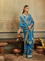KcPc New Launch Georgette Chiffon Bandhani Style With Gotapatti Work Saree MHS