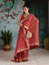 KcPc Embroidery Bandhani Border Kota Doria Saree SWA