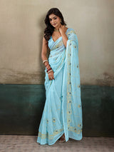Buy Designer Saree With Handcrafted Aari Tari Work 