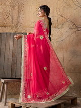 KcPc New Elegant Pure Georgette Kacha Gotapatti Work Saree for Festive OccasionsMHS