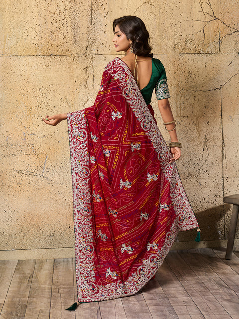 Gotapatti thread work chunri saree
