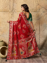  silk Dimond Work Saree in redcolour