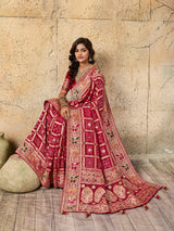 Georgette Gharchola Bandhej Cutdana Gotapatti Work Saree