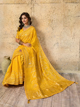 KcPc Royal Bandhani with Kachha Gota Patti Glow Modal Silk SareeAMT