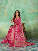 Buy New Launch Cotton Silk Printed Style With Daily Wear Pink Saree