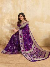 Buy Premium Silk Saree with Beautiful Silver Zari Weaving Kcpc