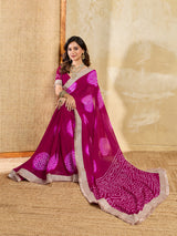 KcPc Traditional Wear Georgette Bandhani Saree with Designer Border KDN