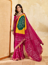 KcPc New Graceful Bandhani Style Moss Chiffon Georgette Saree with Zari Border KDN