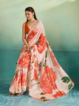 Gotapatti Cutwork Border Sarees in off white colour