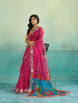 KcPc New Premium Leheriya Kalamkari Style Saree Crafted in Soft Chiffon Georgette FabricVND