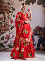 KcPc Beautiful Kalamkari Style Gaji Silk Lehenga with Gotapatti GOURI