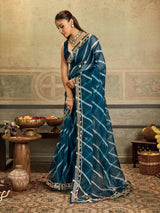 KcPc New Arrival Organza Leheriya Style With Gotapatti Work Saree MHS