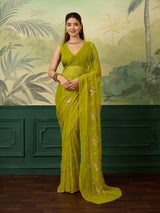 KcPc Designer Chiffon Saree with Traditional Look & Cutdana Work