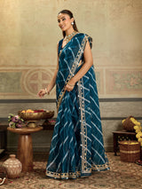 KcPc New Arrival Organza Leheriya Style With Gotapatti Work Saree MHS