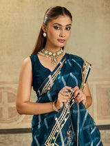 KcPc New Arrival Organza Leheriya Style With Gotapatti Work Saree MHS