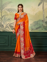  Rajasthani Traditional Pure Georgette Chunari Pila Saree