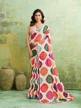 KcPc Arrival Crape Bandhani Multicolor Saree with Gotapatti Border SANA