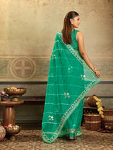 KcPc New Spiceal Organza Leheriya Style With Gotapatti Work Saree MHS