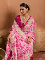 Lightweight Chinon Silk for party wear in pink color
