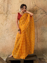 Kota Doria Saree in yellow colour under 1000