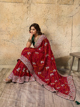 Gotapatti thread work chunri saree