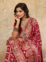 Georgette Gharchola Bandhej Cutdana Gotapatti Work Saree