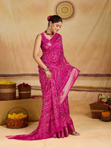 KcPc New Spiceal Cotton Silk Bandhani Style With Zari Border Work Saree STL